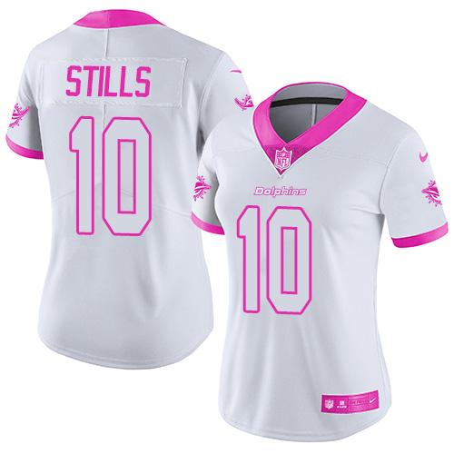 Nike Miami Dolphins #10 Kenny Stills White Pink Women Stitched NFL Limited Rush Fashion Jersey->women nfl jersey->Women Jersey